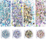 GOTONE 12 Colors Nail Sequins, Superfine Holoqraphic Paillette Nail Art Glitter Mixed Iridescent Manicure Make Up DIY Decoration for Face Body Cellphone Case