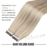 Moresoo Tape in Human Hair Extensions 18 Inch Tape in Hair Extensions with Highlights 20Pcs 50G Color #18 Ash Blonde with #613 Blonde Seamless Hair Extensions 100% Natural Human Hair Silky Straight