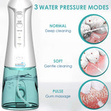 Water Flosser Professional with 4 Jet Tips, Rechargeable Dental Flosser pik with 3 Modes Anti Leakage Design,water jet teeth cleaner Ideal for Adults & Kids Use at Home and Travel (turquoise)