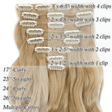 24 Inches 145G Clip In On Hair Extensions Long Straight Curly Synthetic Hair 8 PCS 18 Clips Thick Full Head Hair Pieces Colorful Highlight Ombre For Women (24''-Curly,silver grey)