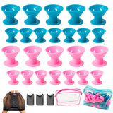 SUBANG 106 Pcs Silicone Hair Curlers Rollers Set Blue Pink Hair Curlers including 50 Pcs Large Hair Rollers and 50 Pcs Small Magic DIY Hair Style Tools