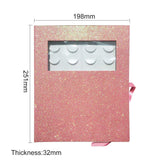 ZSooner Eyelash Storage Book, 16 Pairs Lash Storage Organizer, Glitter Paper Eyelash Display Case, Portable Makeup Flash Lash Empty Box