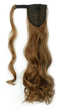 One Piece Ponytail Hair Extensions Clip in Wrap Around on Pony Tail 125G Thick Real Natural Synthetic Fibre Ponytail Hairstyle Hairpiece for Women Curly 24 inch light brown