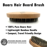 Badass Beard Care Beard Brush for Men - 100% Pure Boars Hair Bristles, Lightweight Bamboo Handle, Perfect Size for a Beard
