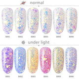 CHARMING MAY 6 Boxes Color Change Flakes Paillette Laser Nail Glitter Sequins(color change sequins)