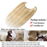 16-22inch Hidden Wire Hair Extensions Highlighted Human Hair Crown in Hairpiece Secret Translucent Fish Line No Clip Miracle Headband - 20" Light Ash Blonde&Bleach Blonde 18&613#