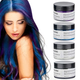4 Colors Temporary Hair Dye Wax,Instant Hair Dye Wax 4.23 oz Natural Hairstyle Pomade Cream Unisex Hair Wax for men and women(Blue+Purple+White+Gray)