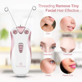 Cordless Electric Facial Threading Hair Removal for Women, Rechargeable Face Hair Remover Cotton Thread Epilator for Fast Removing Very Fine Vellus Hair on Face & Chin (Rose Gold)