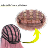 Ombre Pink Wigs Middle Part Long Synthetic Hair Wigs Dark Roots 2 Tones No Bangs for Women Girl Festival, Party, Cosplay(Black to Pink)