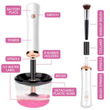 Makeup Brush Cleaner Dryer with Texture Bowl & 8 Sizes Rubber Collars Super-fast Electric Brush Cleaner Machine Automatic Brush Cleaner Spinner Makeup Brush Tools