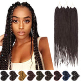 Box Braids Crochet Hair Extensions Pre Braided Box Braid Synthetic Pre Looped Crochet Braids Dreadlocks Ombre Jumpo Braiding Hair For Women 24 inch 24 Strands/Pack 3 Packs/Lot 255g #4