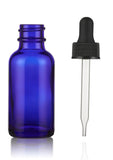 12 Pack Dropper Bottles, 1oz Glass Bottles with Glass Eye Droppers, 94 Labels, Empty Tincture Bottles for Essential Oils & More Liquids, Cobalt Blue