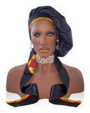 Silk Feel 2X Layer Polyester Satin Bonnet Scarf/Sleep Cap/Head Wrap | Adjustable Hair Wraps for Sleeping | Braid/Night Bonnets for Women | Accessories for Curly Hair/Natural Hair/Braids (Small, BLK-1)