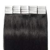 100g Tape in Hair Extensions Dark Brown 40 Pieces Rooted Tape on 100% Remy Human Hair for Fahshion 12''-24'' Double Side Tape Seamless Skin Weft 40pcs Long Straight Silky (18 inch,#1 Jet Black)