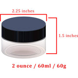 2oz Containers with Lids - Slime Containers, Empty 2 oz Jars 60G/60ml- Travel Cosmetic Containers w/Lids- Clear 2 Ounce Makeup Sample Container, Cream, Lotion, Liquid - BPA Free (12 Pack)