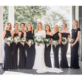 Pack of 10 Multi-Purpose Canvas Makeup Bags Include 1 Bride Bag 1 Maid of Honor Bag 1 Matron of Honor Bag and 7 Bridesmaid Bag Wedding Party Cosmetic Bags Zippered Bridesmaid Proposal Gifts (Black)