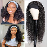 Deep Wave Human Hair Headband Wigs For Black Women Brazilian Virgin Human Hair Deep Curly Headband Wig Glueless None Lace Front 150% Density 12 Inch