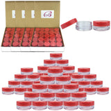 (Quantity: 500 Pieces) Beauticom 3G/3ML Round Clear Jars with RED Lids for Scrubs, Oils, Toner, Salves, Creams, Lotions, Makeup Samples, Lip Balms - BPA Free