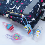 12 Sets Silicone Bottles Holder with 1oz/30ml Reusable Empty Bottles, Cartton Travel Portable Plastic Leak Proof Keychain for Kids School Travel Daily Use (Style-A)