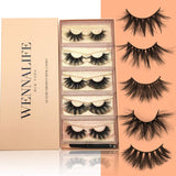 3D Mink Lashes, Dramatic 20-25mm Mink Eyelashes 5 styles Wispy Full Strips Mink Eyelashes Multipack Fluffy Handmade False Eyelashes from Wennalife, MIDNIGHT