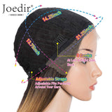 Joedir Lace Front with 4"x4" Simulated Scalp Wig 24'' Long Straight Wave Heat Resistant Synthetic Wigs With Baby Hair For Black Women 130% Density（Ombre Honey Color）