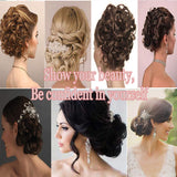 Short Messy Curly Dish Hair Bun Extension Easy Stretch hair Combs Clip in Ponytail Extension Scrunchie Chignon Tray Ponytail Hairpieces for women - ash blonde