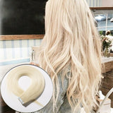 16 18 20 22 Inch Tape in Human Hair Extensions 100% Remy Straight Human Hair Professional Seamless Tape Skin Weft Extensions 40pcs 80g/pack Platinum Blonde (16'',#60)+ 20pcs Free Tapes