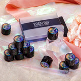 ROSALIND Glitter Gel Nail Polish Shiny Rainbow Super Glitter Set 5ml 12 Christmas Winter Colors Bright for Nail Art Design Need LED/UV Lamp Trendy Sparkle Nail Manicure Set(Without Brush)