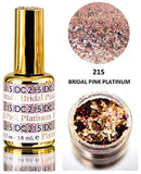 DND DC PLATINUM Gel Polish, Premium Gel Polish for Nails Containing Glitter, Daisy Nails (with bonus side Glitter) Made in USA (Bridal Pink Platinum (215))
