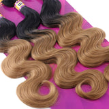 Two Tone Ombre Body Wave Synthetic Hair Extensions 16 18 20 Inches 3 Bundles Color T1/27 Fiber Weave (T1/27#)