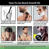 Beard Growth Kit,Beard Grooming Tools for Beard Rapid Growth and Density,Beard Growth Activator Serum +Beard Balm +Beard Cleanse, Beard Care Gift for Men Sandalwood Scent