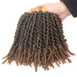 Leeven 8 Inch Pre-twisted Spring Twist Hair 6 Packs Ombre Brown Short Crochet Braids Hair For Bob Spring Twists Braiding Hair Synthetic Passion Twist Hair For Black Women (15strands/pack,T27)