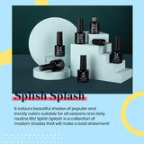 Beetles Gel Nail Polish Set- Summer Splish Splash Collection 6 Colors Bule Nail Gel Polish Kit Soak Off LED Lamp Gel Nail Kit Nail Art Manicure Salon DIY at Home