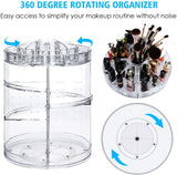 360 Rotating Makeup Organizer, Great Clear Acrylic Cosmetic Storage Display in Vanity Bathroom and Dresser, Large and Tall for Skincare Cream, Perfume, Lotion and More ( 3 Removable Lipstick Racks )