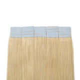 Tape in Hair Extensions Ash Blonde 100% Remy Human Hair 12''-24'' Double Side Tape Seamless Skin Weft Rooted Natural Hair Extensions 20pcs Long Straight Silky (20 inch 50g,#24 Natural Blonde)