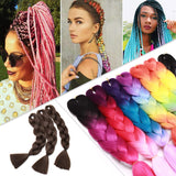 24 Inch Jumbo Braids Hair Extensions High Temperature Synthetic Hair African Rainbow Box Braiding Hair for Senegal Twist 100g/pack Medium Brown 3 Packs