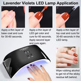 Lavender Violets Nail Art Gel Nail Manicure Bundle Set of LED UV Nail Lamp Light + Gel Polish Plain Pack with Base n Top Coat