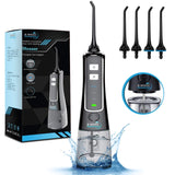 Water Dental Flosser Professional with 4 Jet Tips, Rechargeable Dental Flosser with 3 Modes Anti Leakage Design, Water Jet Teeth Cleaner Ideal for Adults & Kids Use at Home and Travel (Black)