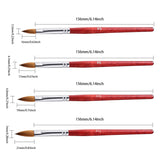 4 Pieces Kolinsky Sable Brush Nail Brush with Wood Handle Oval Crimped Nail Brush Round Nail Brush Pen for Acrylic Powder Manicure Tools, 4 Sizes (Size 6, 8, 10 and 12)