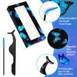 160 Pieces False Eyelash Kit, Include 30 Empty False Eyelash Storage Box Eyelash Packaging Box, 30 Eyelash Applicator Tool Eyelash Extension Tweezers, 100 Eyelash Brush Mascara Wands (Black Butterfly)