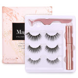 Magnetic Eyeliner and Magnetic Eyelash Kit - Eyelashes With Natural Look - Magnetic Eyelashes with Eyeliner Comes With Applicator, No Glue Needed | 3 Pairs