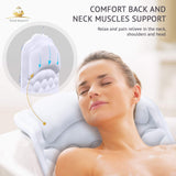 Premium Bathtub Pillow, Soft And Durable [10 Anti-Slip Suction Cups] Extra Cushioned Design Cradle Neck, Head And Shoulders Support, Bath Dry Fabric Provides Cooling Effect | With Machine Washable Bag