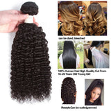 12A Kinky Curly Human Hair Weave 3 Bundles Jerry Curly 100% Human Hair Weaving Unprocessed Soft Human Hair Extensions Natural Color bohemian Curl No Shedding(18 20 22) Total 300g Pecwu