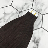 Tape in Hair Extensions Glue on Hair #2 Darkest Brown Hair for Fashion Woman 100 Remy Human Hair 20inch 20pcs/40g Kmorebi Hair