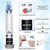 Blackhead Remover Vacuum, Pore Sucker Pimple Extractor Blackheads Vacume Suctioner Face Cleaner Tool Acne Whitehead Black heads Removal Kit with 4 Suction Probes & Heating Compress - USB Rechargeable