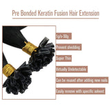 Sunny Fusion Hair Extensions U Tip 16inch Keratin Fusion Nail U Tip Remy Hair Extensions Natural Black Pre Bonded Human Hair 1g/s Total 50g