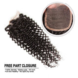 Ali Julia Hair Lace Closure Free Part 4X4 Lace Malaysian Virgin Curly Hair Unprocessed Human Hair Extensions Natural Color Closure 10Inch