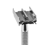 MD Classic Double Edge Stainless Steel Butterfly Style Safety Razor with 2 Blades & Travel Case w/Mirror