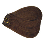 Clip on Extensions Human Hair New Version Silk Straight Soft 18" 140gram 8 pcs Unprocessed #4 Medium Brown Double Weft Clip in Extensions Can be Restyled (18" 8pcs 140g #4)