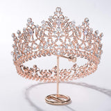 S SNUOY Full Round Crystal Queen Crown Rose Gold Rhinestone Bridal Tiara Headband Pageant Prom Wedding Hair Jewelry